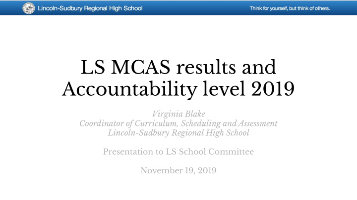 ls mcas results and accountability level 2019