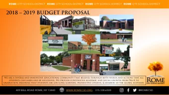 2018  2019 BUDGET PROPOSAL  We are a diverse and innovative educational community that believes