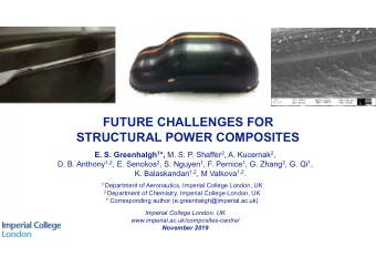 FUTURE CHALLENGES FOR  STRUCTURAL POWER COMPOSITES E. S. Greenhalgh 1 *, M. S. P. Shaffer 2 , A.