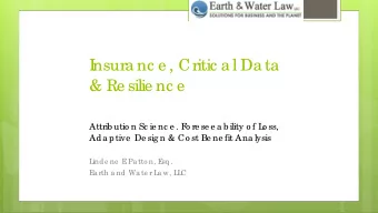 I  nsura nc e , Critic a l Da ta  &amp; Re silie nc e  Attrib utio n Sc ie nc e . F  o re se e a b