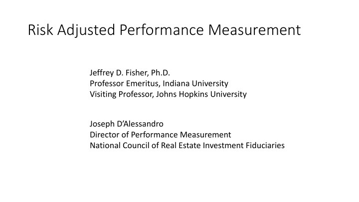 risk adjusted performance measurement
