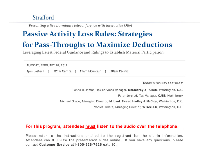 passive activity loss rules strategies for pass throughs