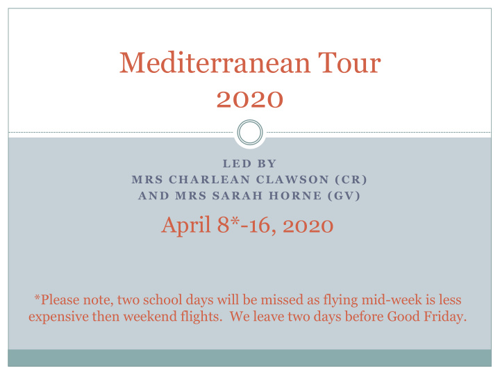 mediterranean tour 2020