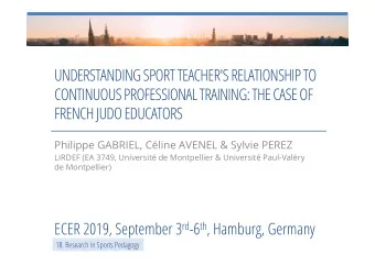 UNDERSTANDING SPORT TEACHER'S RELATIONSHIP TO  CONTINUOUS PROFESSIONAL TRAINING: THE CASE OF