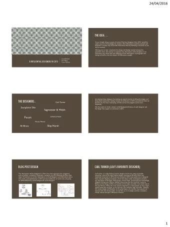 24/04/2016  THE IDEA  So we thought doing a review of some of the best designers from 2015,