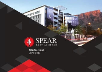 Capital Raise  June 2018  Table of Contents 1. Spear REIT at a Glance  Appendix: 2. FY2018