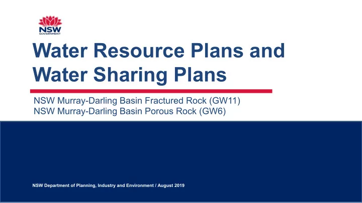 water resource plans and water sharing plans