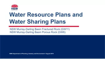 Water Resource Plans and  Water Sharing Plans  NSW Murray-Darling Basin Fractured Rock (GW11) NSW