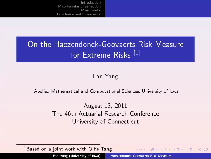 on the haezendonck goovaerts risk measure