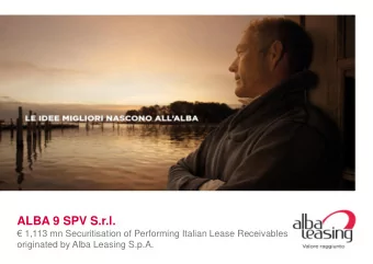 ALBA 9 SPV S.r.l.  1,113 mn Securitisation of Performing Italian Lease Receivables  originated