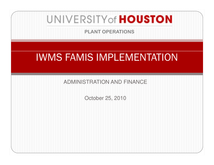 iwms famis implementation