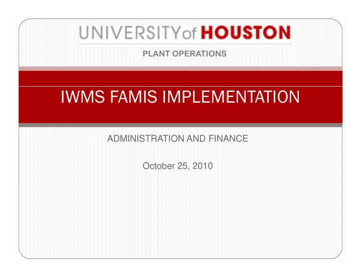 iwms famis implementation