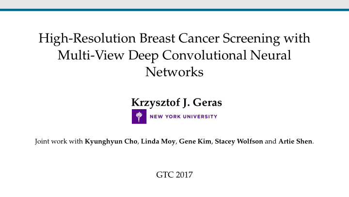 high resolution breast cancer screening with multi view