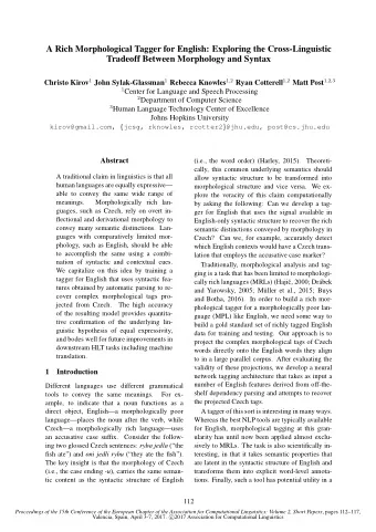 A Rich Morphological Tagger for English: Exploring the Cross-Linguistic  Tradeoff Between