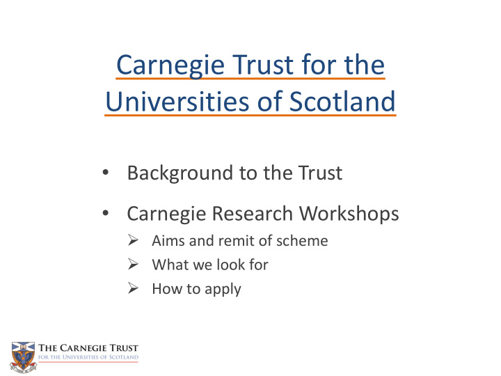 carnegie trust for the universities of scotland