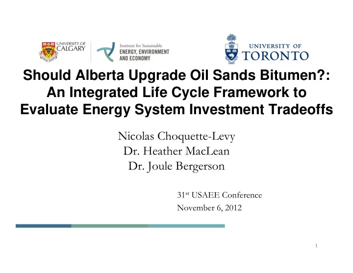 should alberta upgrade oil sands bitumen an integrated