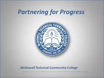 Partnering for Progress  McDowell Technical Community College  Partnering for Progress  Partners