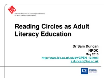 Reading Circles as Adult  Literacy Education  Dr Sam Duncan  NRDC  May 2013