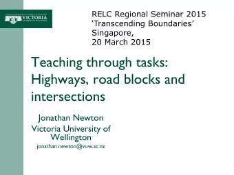 Teaching through tasks:  Highways, road blocks and  intersections  Jonathan Newton  Victoria
