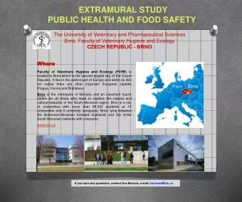 EXTRAMURAL STUDY  PUBLIC HEALTH AND FOOD SAFETY  The University of Veterinary and Pharmaceutical