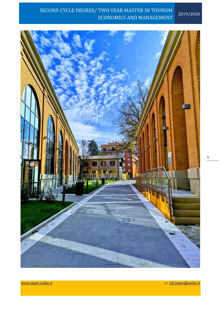 second cycle degree two year master in tourism 2019 2020