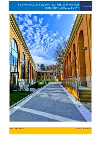 SECOND CYCLE DEGREE/ TWO YEAR MASTER IN TOURISM 2019/2020 ECONOMICS AND MANAGEMENT  1  :