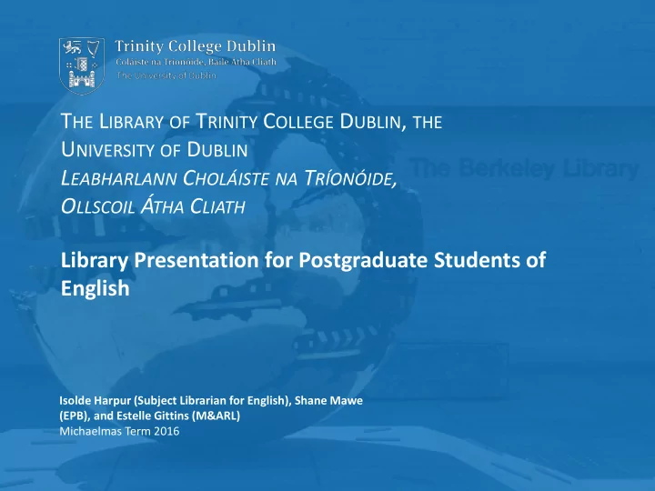 l eabharlann c hol iste na t r on ide