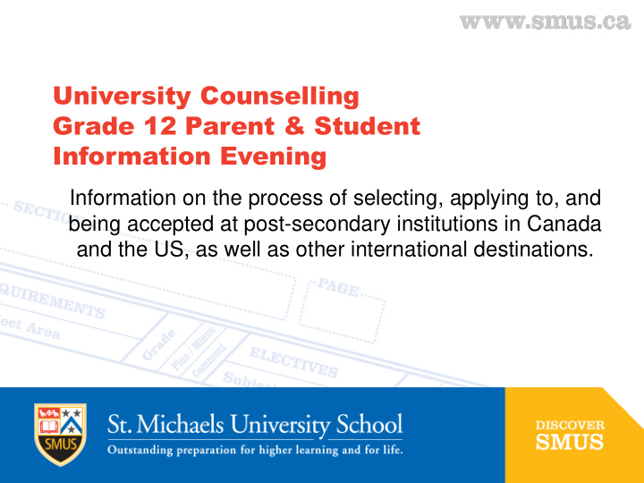 university counselling grade 12 parent student