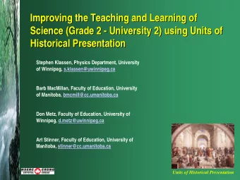 Improving the Teaching and Learning of  Improving the Teaching and Learning of  Science (Grade 2 -