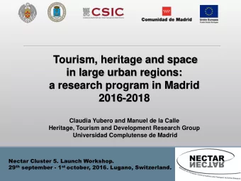 a research program in Madrid  2016-2018  Claudia Yubero and Manuel de la Calle  Heritage, Tourism