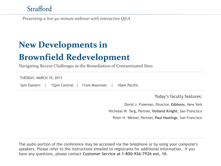 new developments in brownfield redevelopment