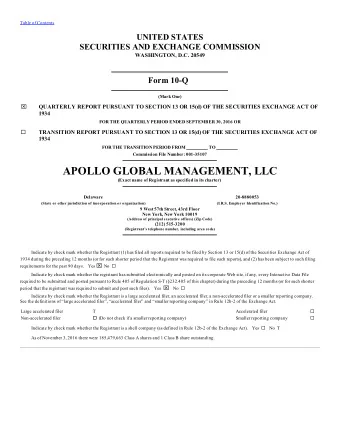 APOLLO GLOBAL MANAGEMENT, LLC (Exact name of Registrant as specified in its charter)  Delaware