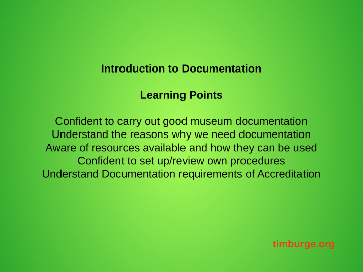 introduction to documentation learning points confident