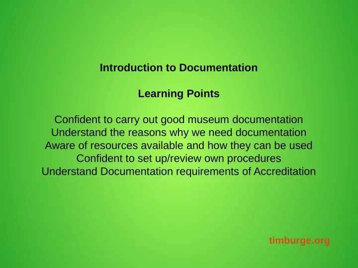 introduction to documentation learning points confident