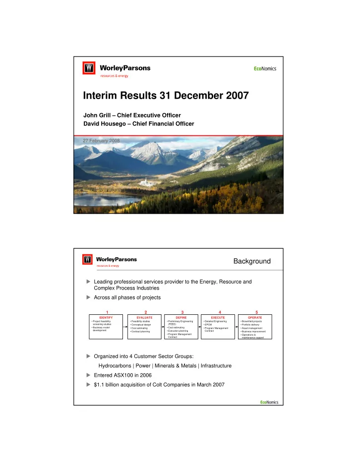 interim results 31 december 2007