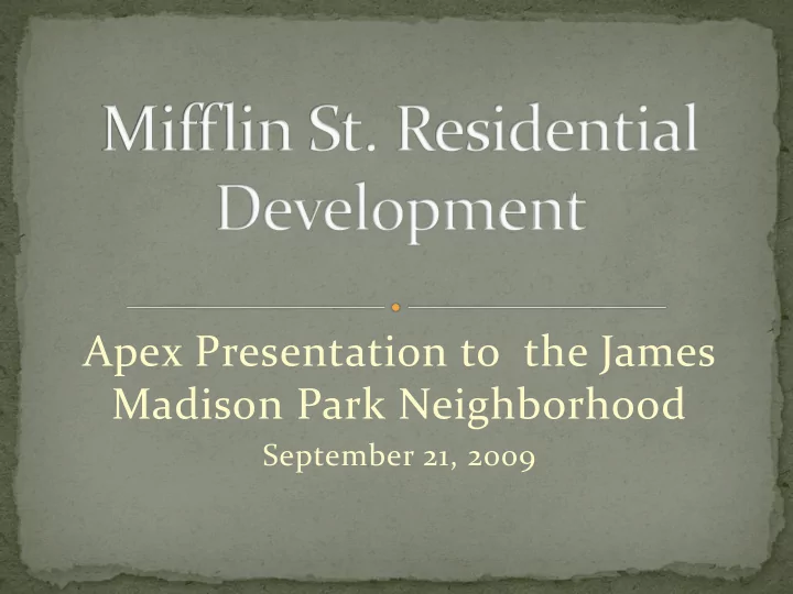 apex presentation to the james