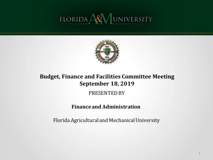budget finance and facilities committee meeting