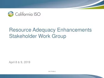 Resource Adequacy Enhancements  Stakeholder Work Group  April 8 &amp; 9, 2019  ISO PUBLIC  ISO
