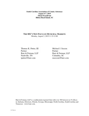 Thomas K. Potter, III  Michael J. Seezen  Partner  Partner  Burr &amp; Forman, LLP  Burr &amp;