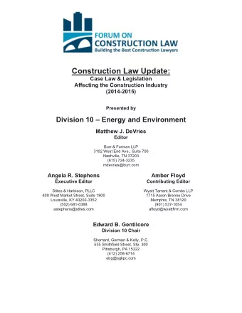Construction Law Update:  Case Law &amp; Legislation  Affecting the Construction Industry