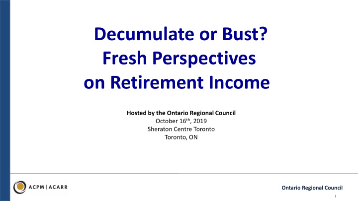 decumulate or bust