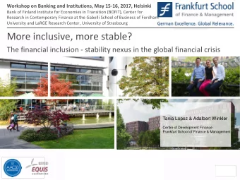More inclusive, more stable?  The financial inclusion - stability nexus in the global financial