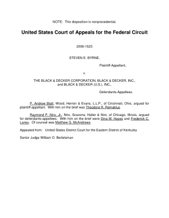 United States Court of Appeals for the Federal Circuit  2006-1523  STEVEN E. BYRNE,