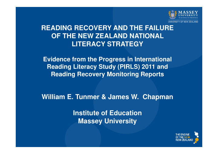 reading recovery and the failure of the new zealand
