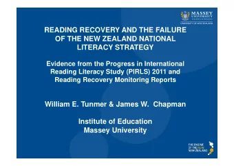 READING RECOVERY AND THE FAILURE  OF THE NEW ZEALAND NATIONAL  LITERACY STRATEGY  LITERACY STRATEGY