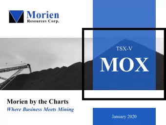 MOX  Morien by the Charts  Where Business Meets Mining  January 2020  Forward Looking Statements
