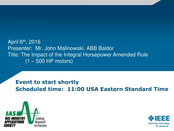 title the impact of the integral horsepower amended rule