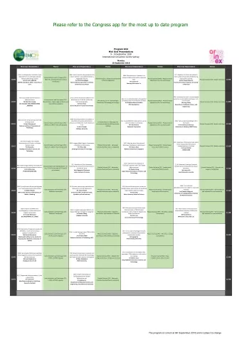 Please refer to the Congress app for the most up to date program  Program Grid  Mini Oral