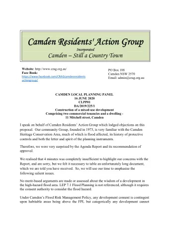 Camden Residents' Action Group  Incorporated  Camden  Still a Country Town