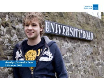 Analyst/investor tour  5 October 2012  SCHEDULE  Time  Item  09.00  Welcome and introduction  Mark